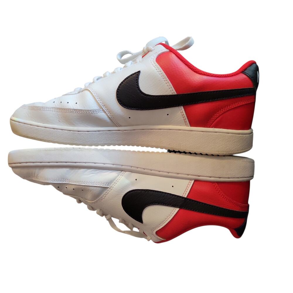 Nike Court Vision Lo Basketball Leather Sneakers White/Black/Red Mens Size 12 - Picture 4 of 7